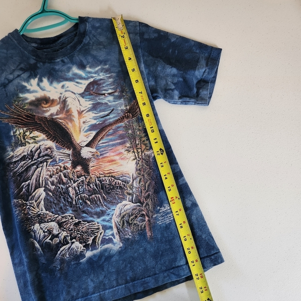 The Mountain Blue Tie-Dye Eagle T-Shirt Kids Boys Girls Large Outdoors Hiking - Picture 8 of 10